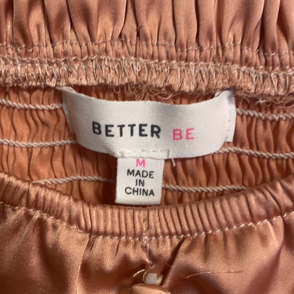 Better Be Medium Peach Satin Crop Top Long Sleeve - Picture 2 of 13